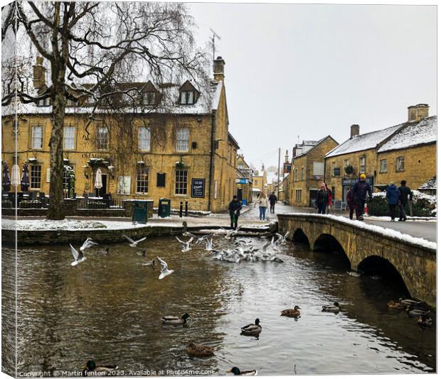 Seagulls in Bourton on the water Canvas Print by Martin fenton
