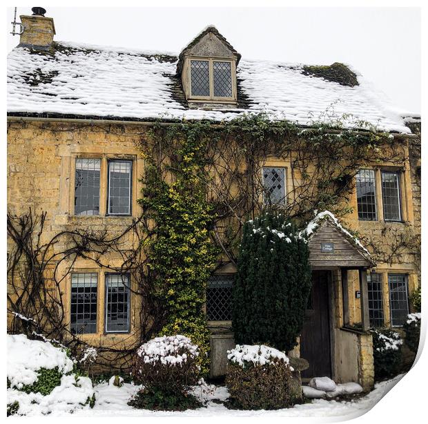 Snowy cottage  Print by Martin fenton