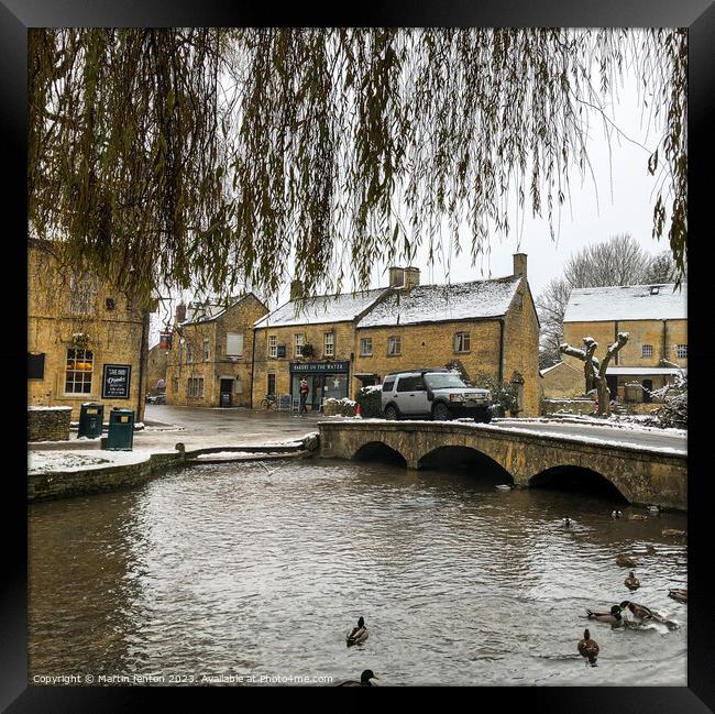 A cold river Windrush Bourton on the water  Framed Print by Martin fenton