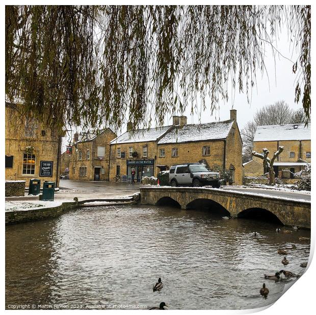 A cold river Windrush Bourton on the water  Print by Martin fenton