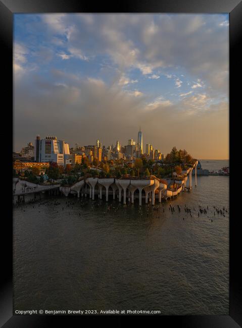Lower Manhattan Sunset Framed Print by Benjamin Brewty
