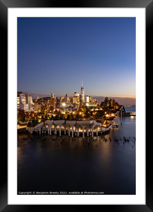 NYC Long Exposure Blue Hour Framed Mounted Print by Benjamin Brewty