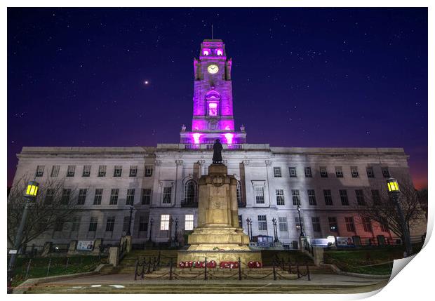 Barnsley Town Hall and Jupiter Print by Alison Chambers