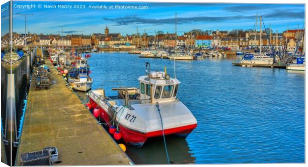 A view of the harbour of Anstruther, Fife  Canvas Print by Navin Mistry