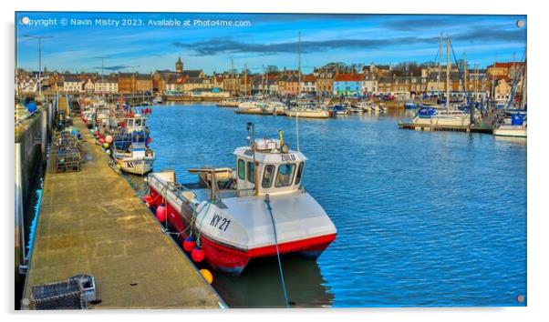 A view of the harbour of Anstruther, Fife  Acrylic by Navin Mistry