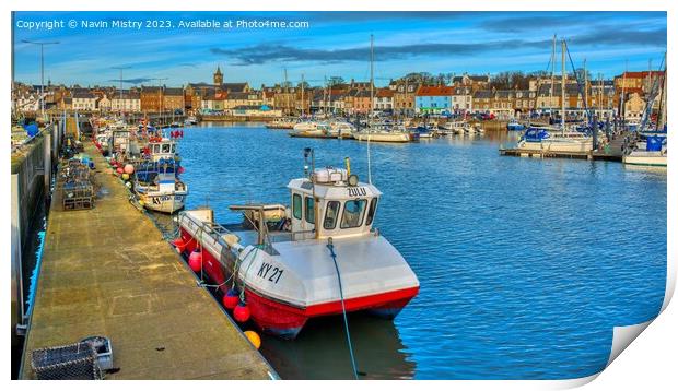 A view of the harbour of Anstruther, Fife  Print by Navin Mistry