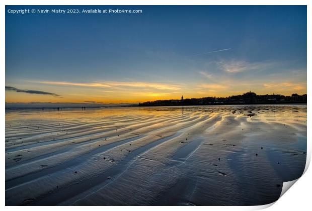 Sunrise at West Sands, St. Andrews, Fife Print by Navin Mistry