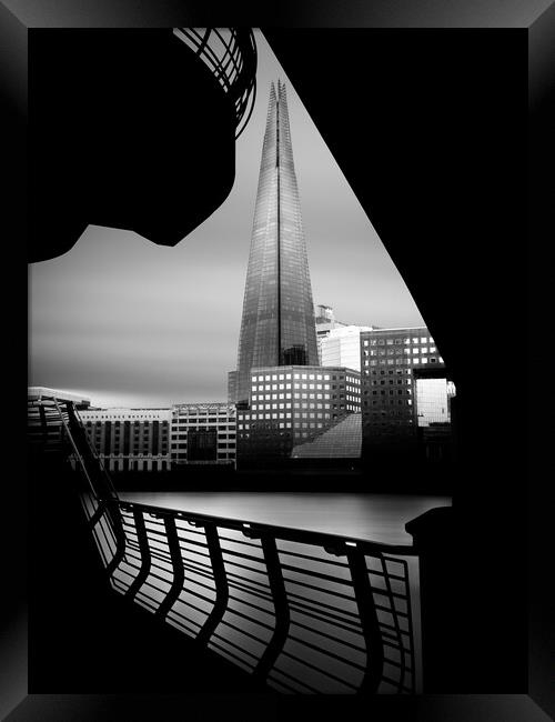 Black and white photo of the shard (Prismal) Framed Print by Martyn Large