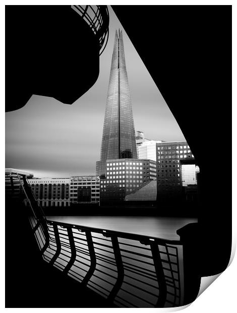 Black and white photo of the shard (Prismal) Print by Martyn Large