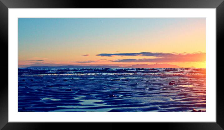 Arran sunset at Ayr beach Framed Mounted Print by Allan Durward Photography