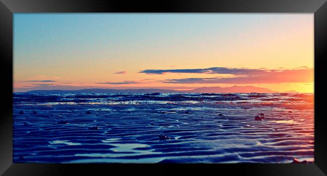 Arran sunset at Ayr beach Framed Print by Allan Durward Photography