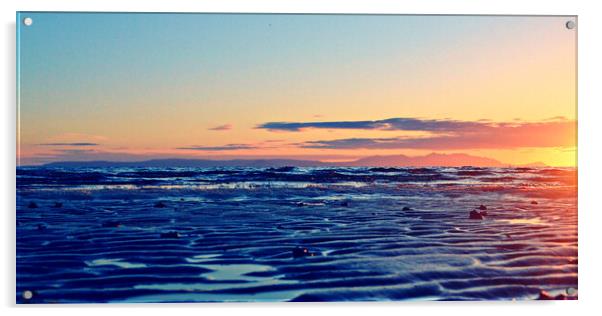 Arran sunset at Ayr beach Acrylic by Allan Durward Photography