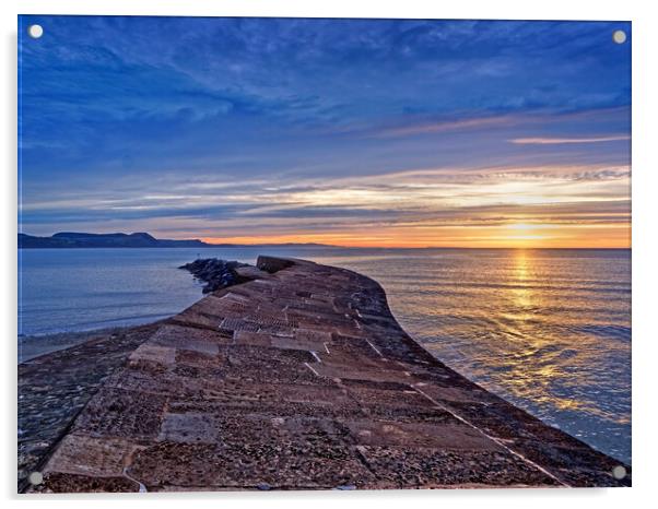 Cobb Sunrise, Lyme Regis Acrylic by Darren Galpin