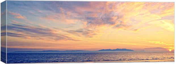 Isle of Arran sunset viewed from Ayr Canvas Print by Allan Durward Photography
