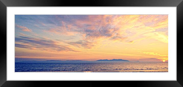 Isle of Arran sunset viewed from Ayr Framed Mounted Print by Allan Durward Photography