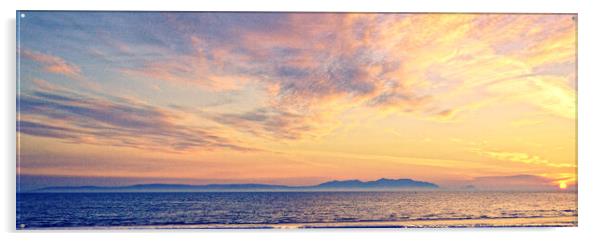 Isle of Arran sunset viewed from Ayr Acrylic by Allan Durward Photography