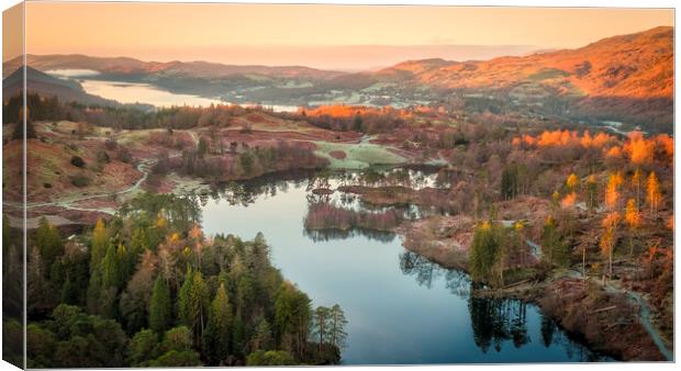 Mist over Coniston Water from Tarn Hows Canvas Print by Tim Hill