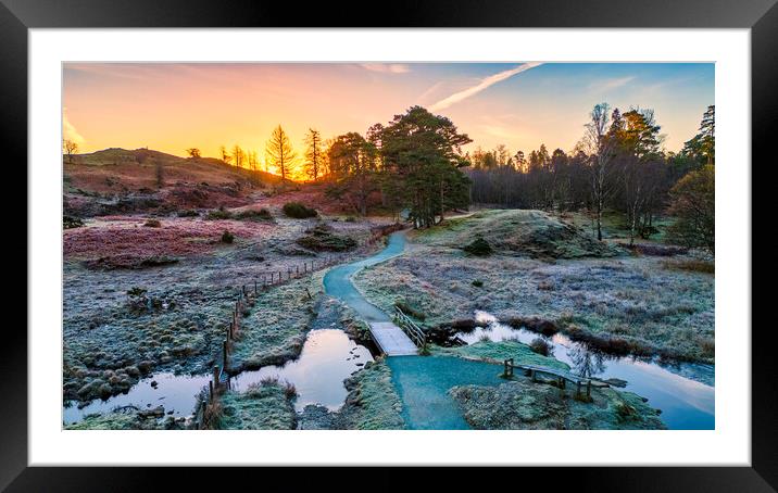 Into the Sunrise: Tarn Hows Lake District Framed Mounted Print by Tim Hill