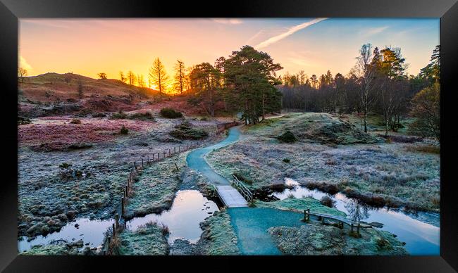 Into the Sunrise: Tarn Hows Lake District Framed Print by Tim Hill