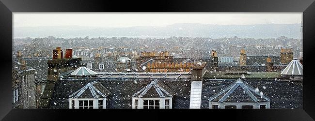 Edinburgh Rooftops in the Snow Framed Print by Tom Gomez