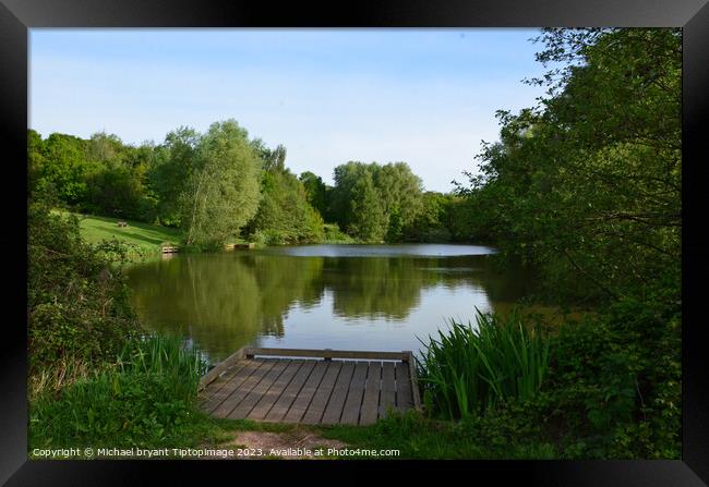 Outdoor highwood country park lake Framed Print by Michael bryant Tiptopimage