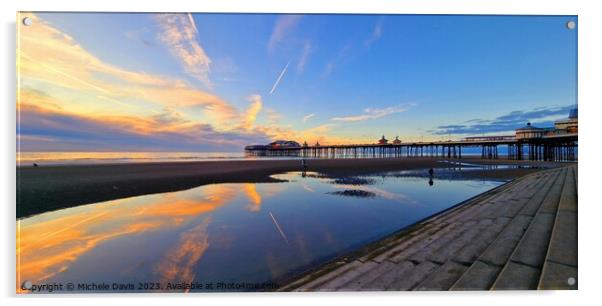 North Pier Sunset Acrylic by Michele Davis