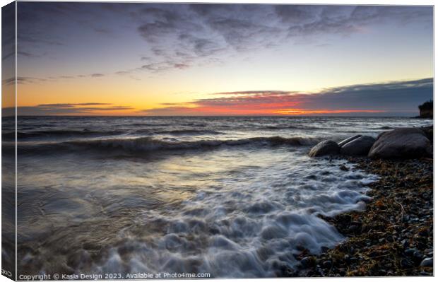 Winter Sunset over the Baltic Sea Canvas Print by Kasia Design