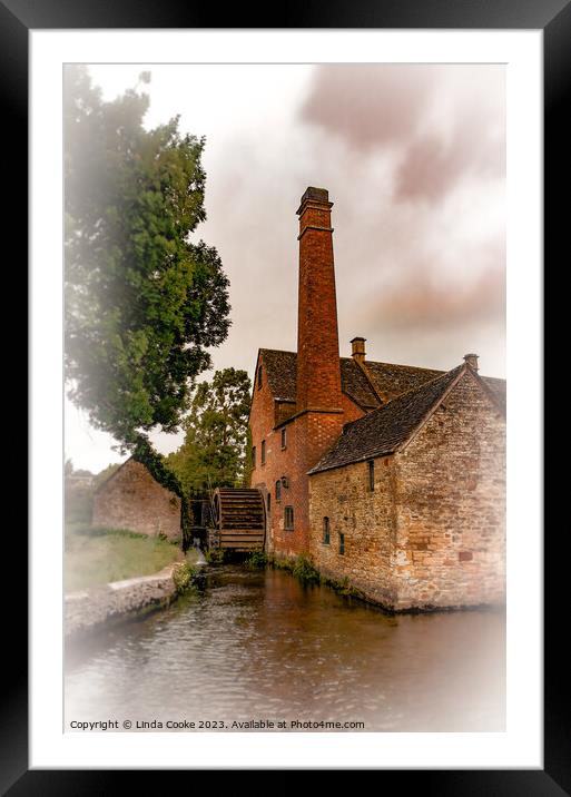 Lower Slaughter in the English Cotswolds. Framed Mounted Print by Linda Cooke