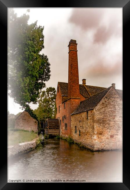 Lower Slaughter in the English Cotswolds. Framed Print by Linda Cooke