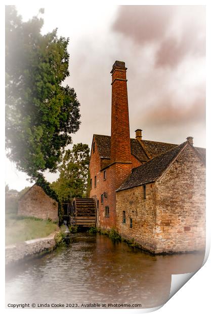 Lower Slaughter in the English Cotswolds. Print by Linda Cooke