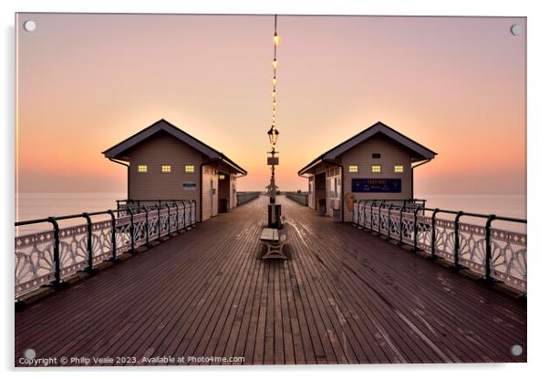 Penarth Pier at Sunrise. Acrylic by Philip Veale
