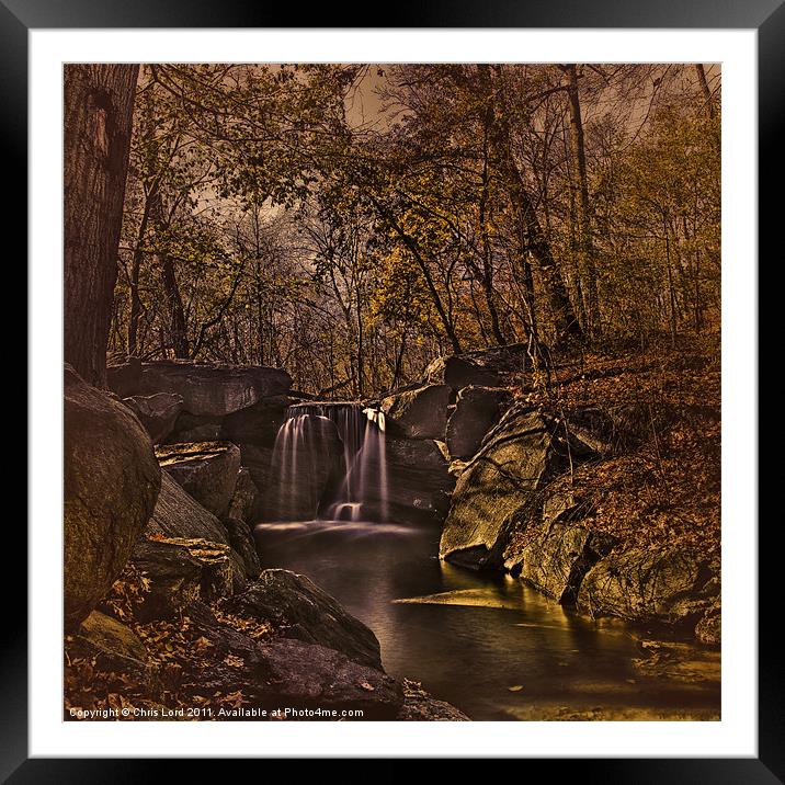 Autumn At The Waterfall In the Ravine Framed Mounted Print by Chris Lord