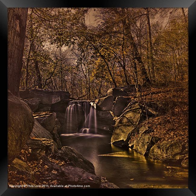 Autumn At The Waterfall In the Ravine Framed Print by Chris Lord