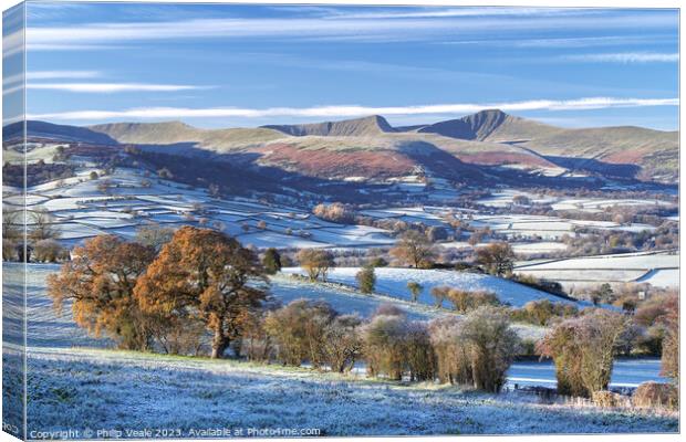 Brecon Beacons in Late Autumn on a Frost Covered Morning. Canvas Print by Philip Veale