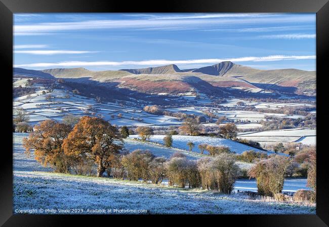 Brecon Beacons in Late Autumn on a Frost Covered Morning. Framed Print by Philip Veale