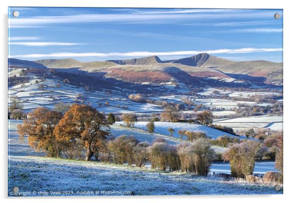 Brecon Beacons in Late Autumn on a Frost Covered Morning. Acrylic by Philip Veale