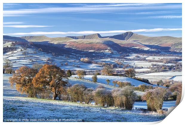 Brecon Beacons in Late Autumn on a Frost Covered Morning. Print by Philip Veale