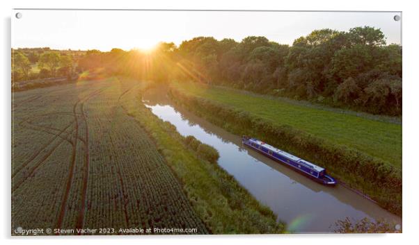 Canal Sunset Acrylic by Steven Vacher