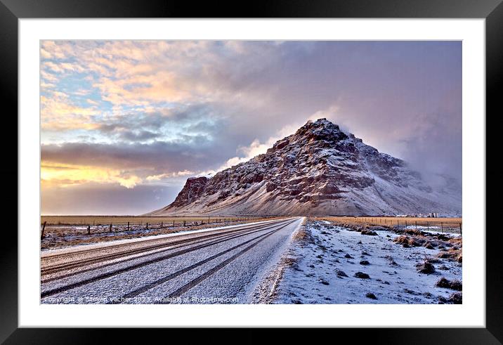 An Icelandic mountain Framed Mounted Print by Steven Vacher