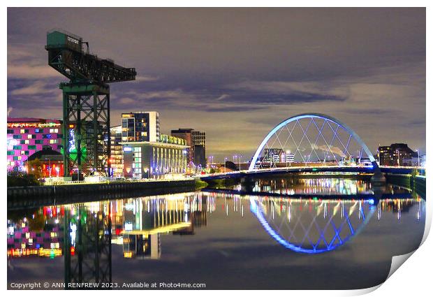Reflections on the river Clyde Print by ANN RENFREW