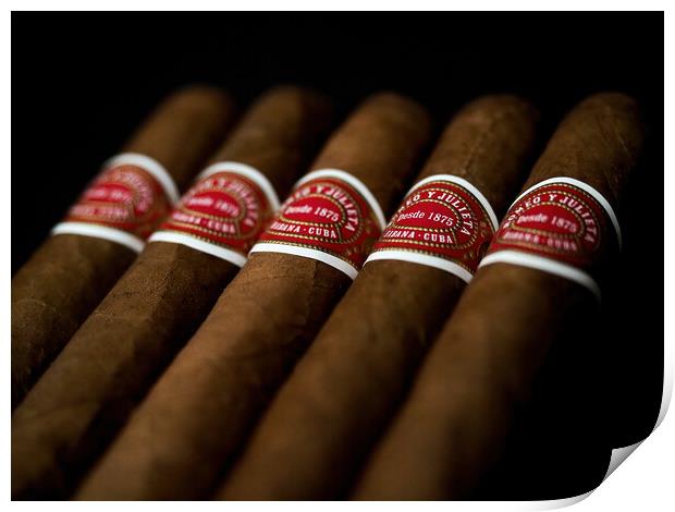 5 Cuban Cigars Print by Martyn Large