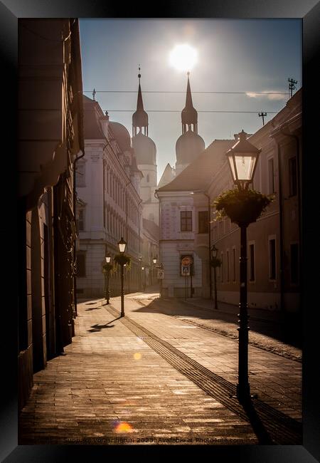 A morning a Trnava, Slovakia Framed Print by Suppakij Vorasriherun