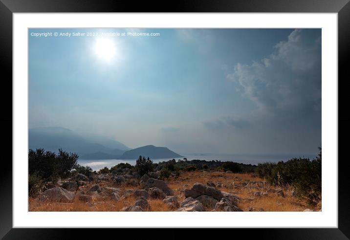 Early morning over the hills near Kalkan Turkey Framed Mounted Print by Andy Salter