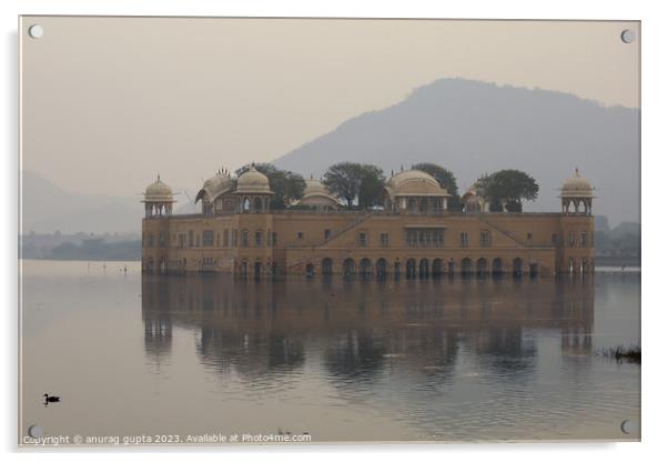 Jal Mahal (water palace) Acrylic by anurag gupta