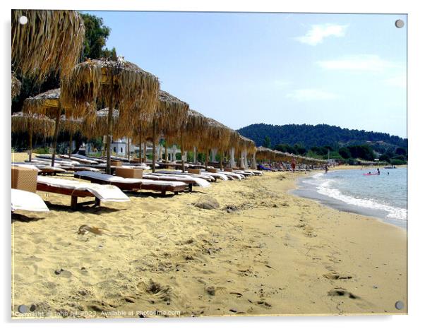 Ag Paraskevi beach, Skiathos, Greece. Acrylic by john hill