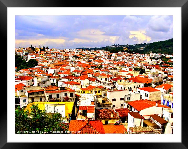 Red &white of Skiathos town, Greece. Framed Mounted Print by john hill