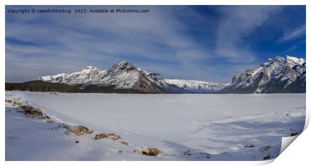 Snow-kissed Lake Minnewanka Panorama Print by rawshutterbug 