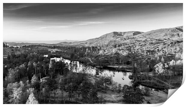 Tarns Hows To Old Man Of Coniston Mono Print by Steve Smith