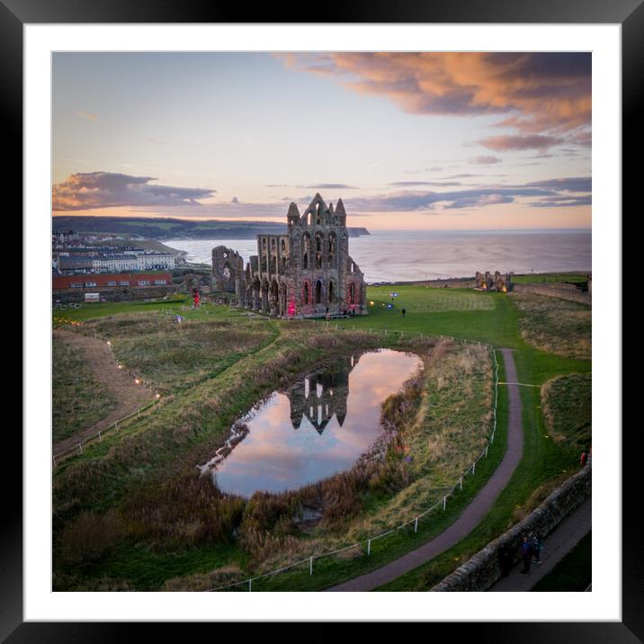 Whitby Abbey Sunset Framed Mounted Print by Apollo Aerial Photography