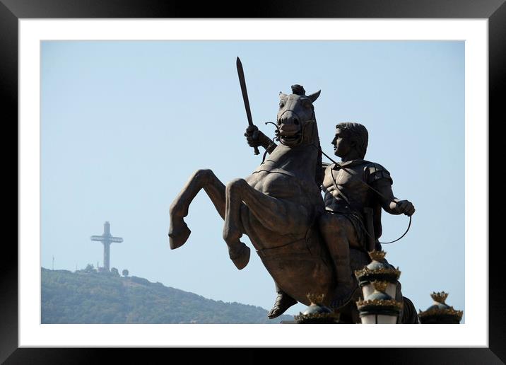 Big statue of Alexander the Great in Skopje, North Macedonia Framed Mounted Print by Lensw0rld 